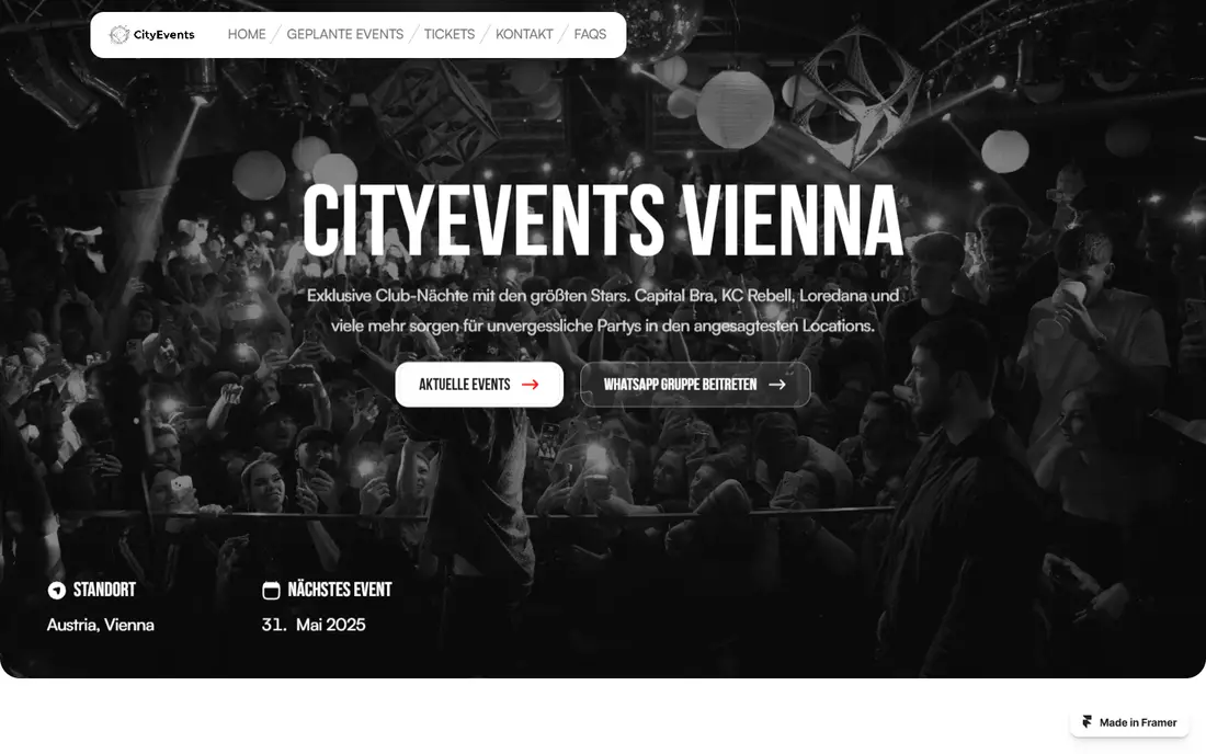 CityEvents Vienna — Website von WebArs