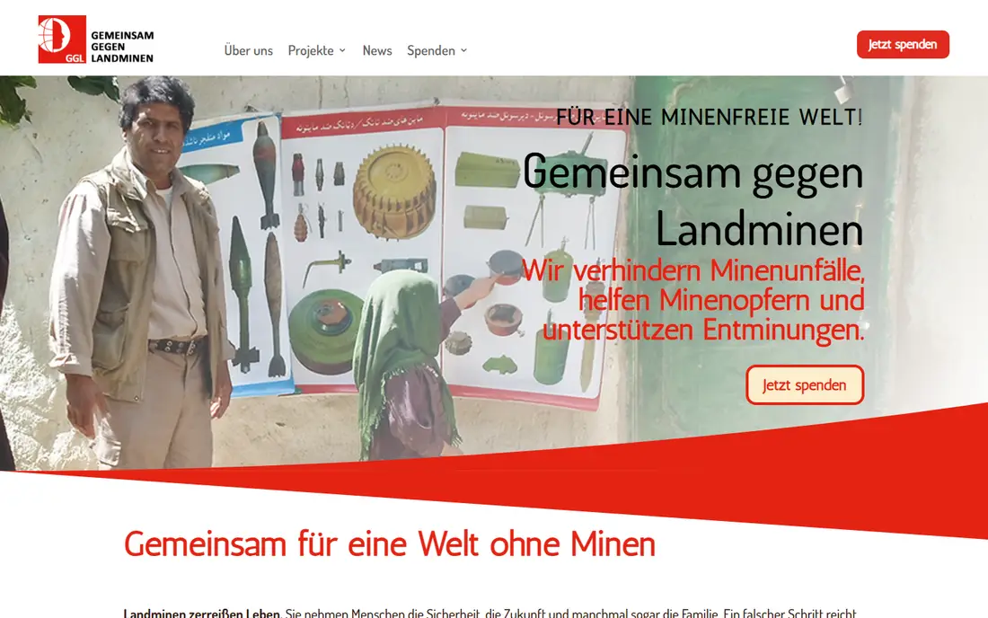 Gemeinsam gegen Landminen — Website von WebArs